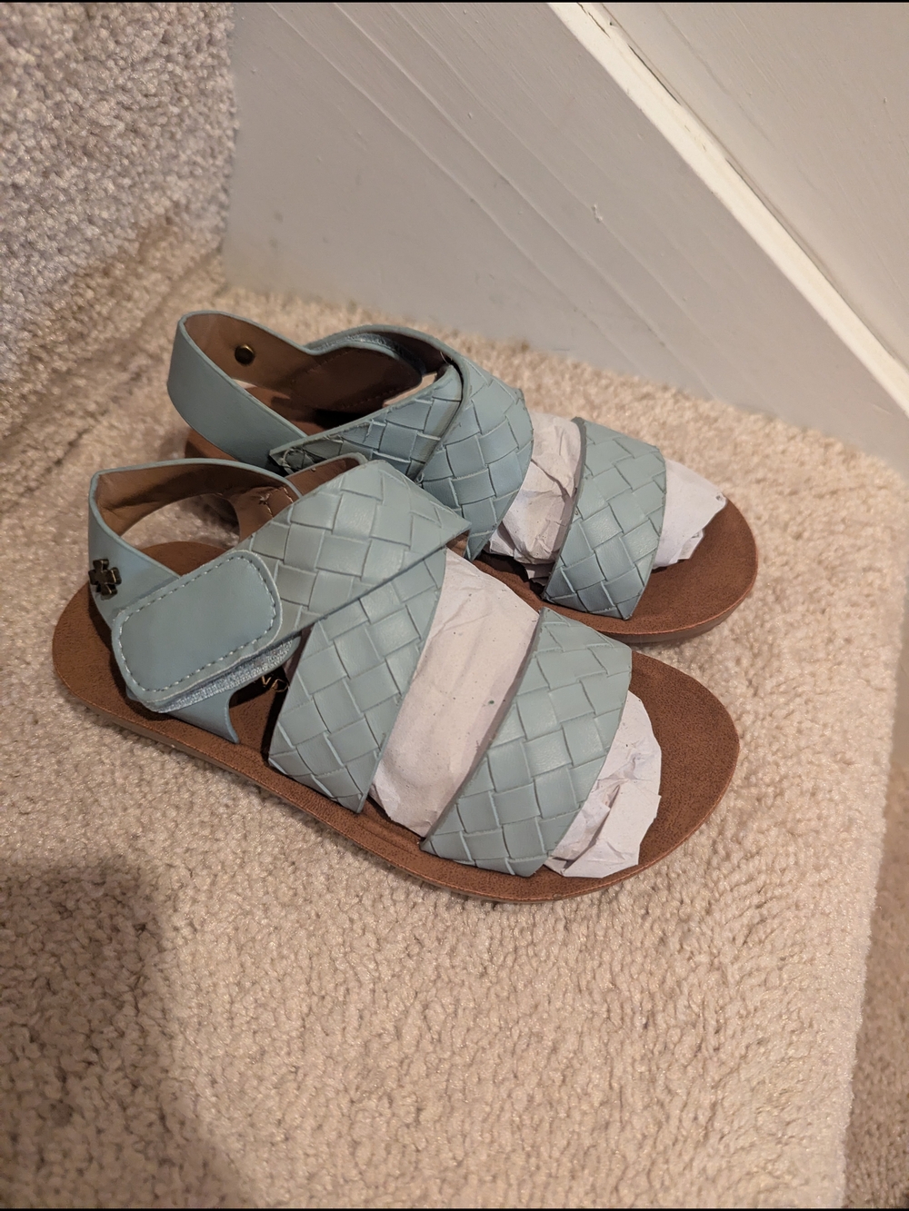 Lucky Brand Kids Light Blue Woven Strap Sandals